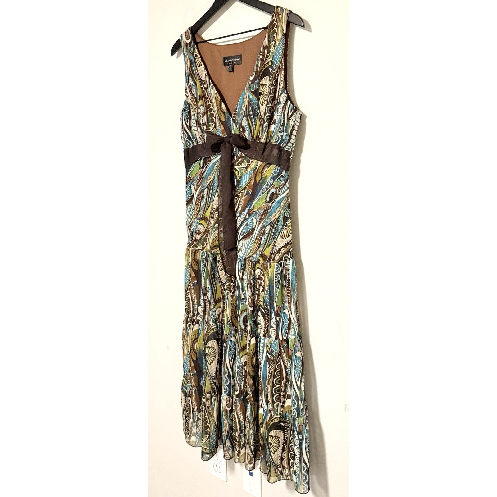 Vintage Connected Babydoll Maxi Dress Sz 16 Paisley Tiered Fairy Boho 90s Y2k — image 2 of 8
